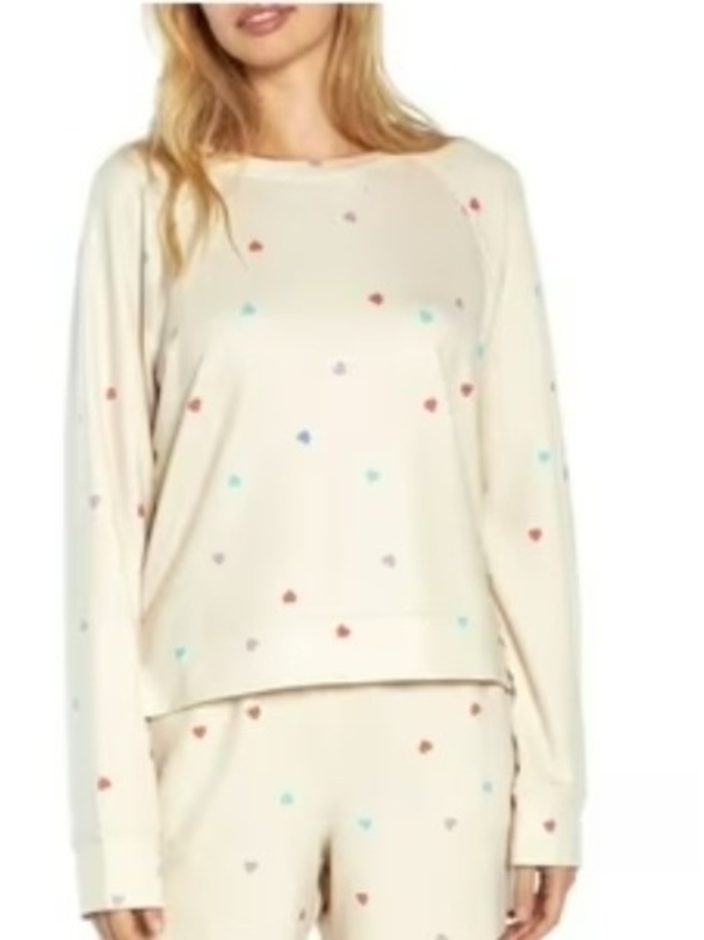 Wildfox Cream Heart Scatter Pullover Sweatshirt
